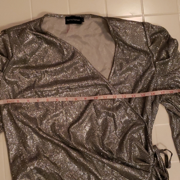 Pretty Little Things Silver wrap dress - Picture 6 of 8
